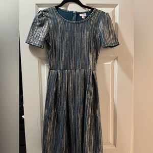 XS Amelia dress gold and teal